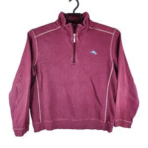 Men's Burgundy Tommy Bahama Relax Sweatshirt 1/4 Zip Pullover 100% Cotton Size L